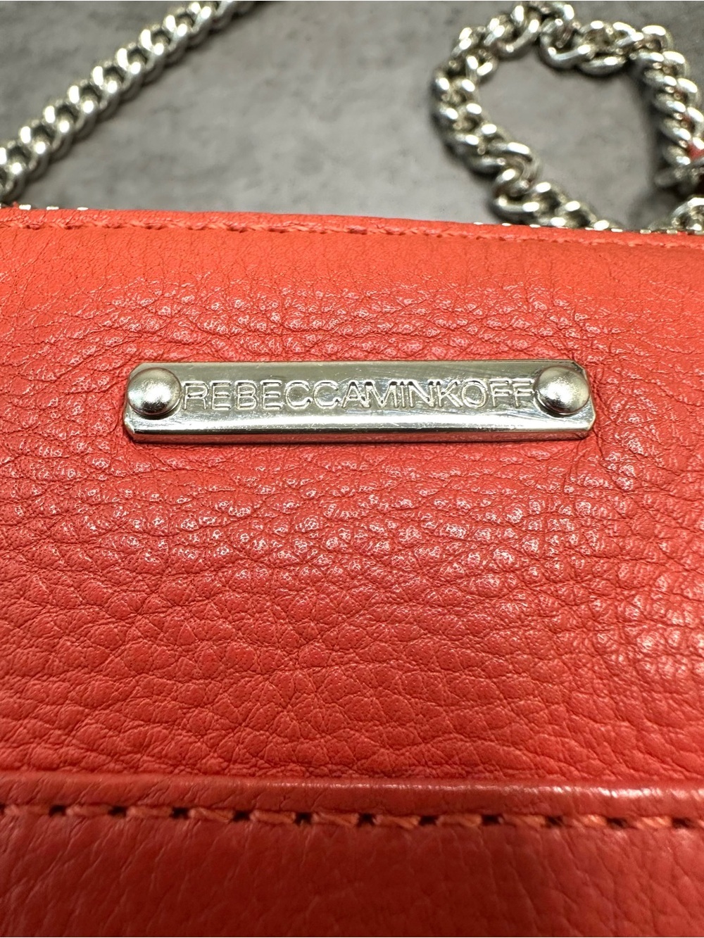 Rebecca Minkoff MAC Crossbody Bag Coral Leather Chain Strap Purse - Picture 6 of 8